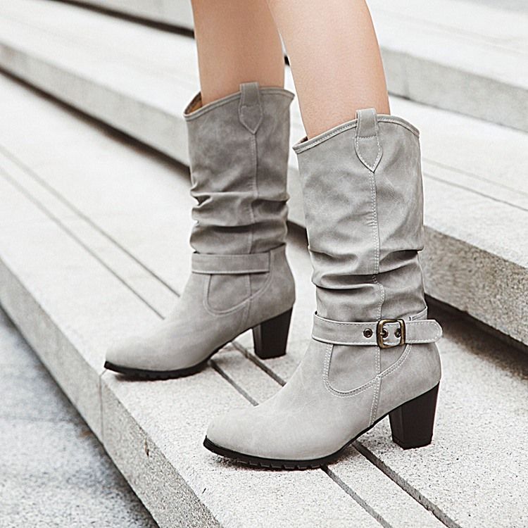 Damen-stiefel Mit Klobigem Absatz Für Damen