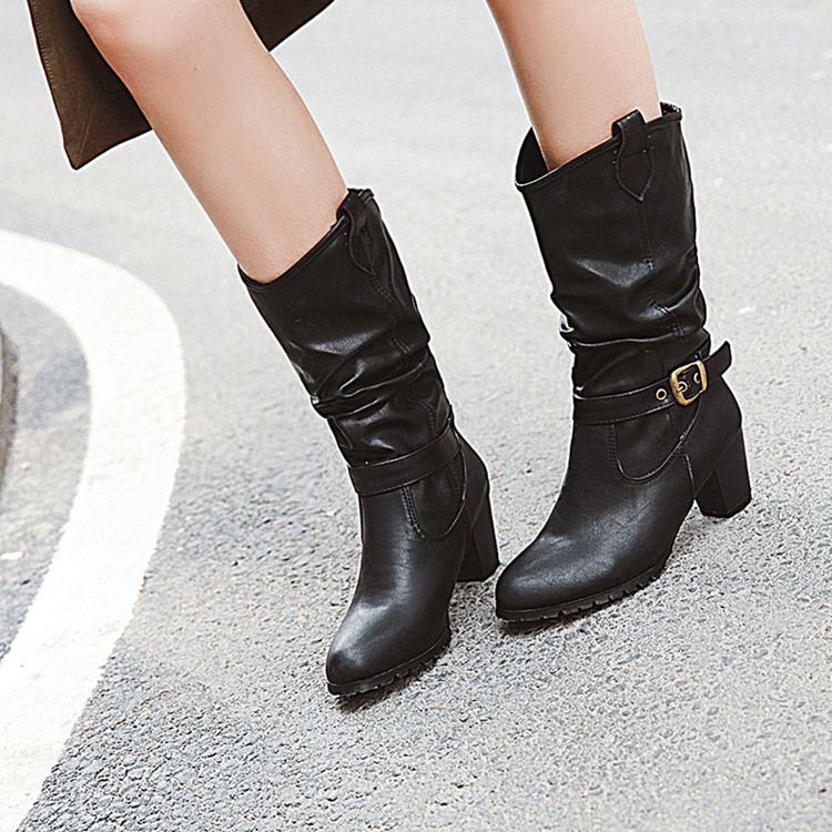 Damen-stiefel Mit Klobigem Absatz Für Damen