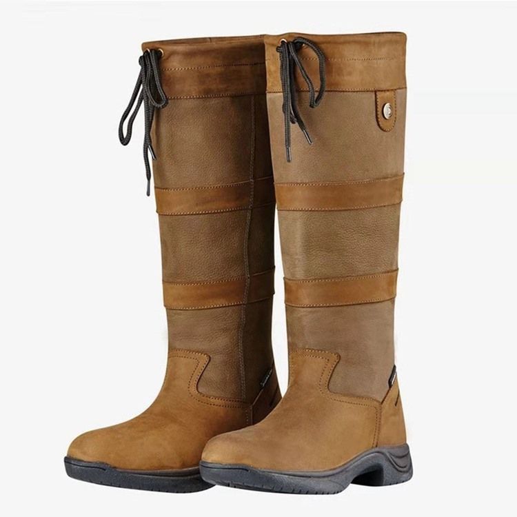 Damen-stiefel Mit Rundkappe Und Blockabsatz Einfarbig Pla