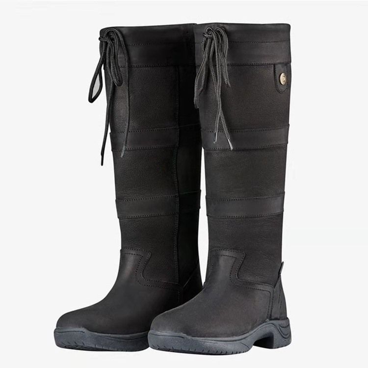 Damen-stiefel Mit Rundkappe Und Blockabsatz Einfarbig Pla