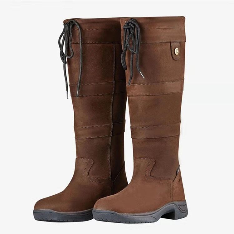 Damen-stiefel Mit Rundkappe Und Blockabsatz Einfarbig Pla