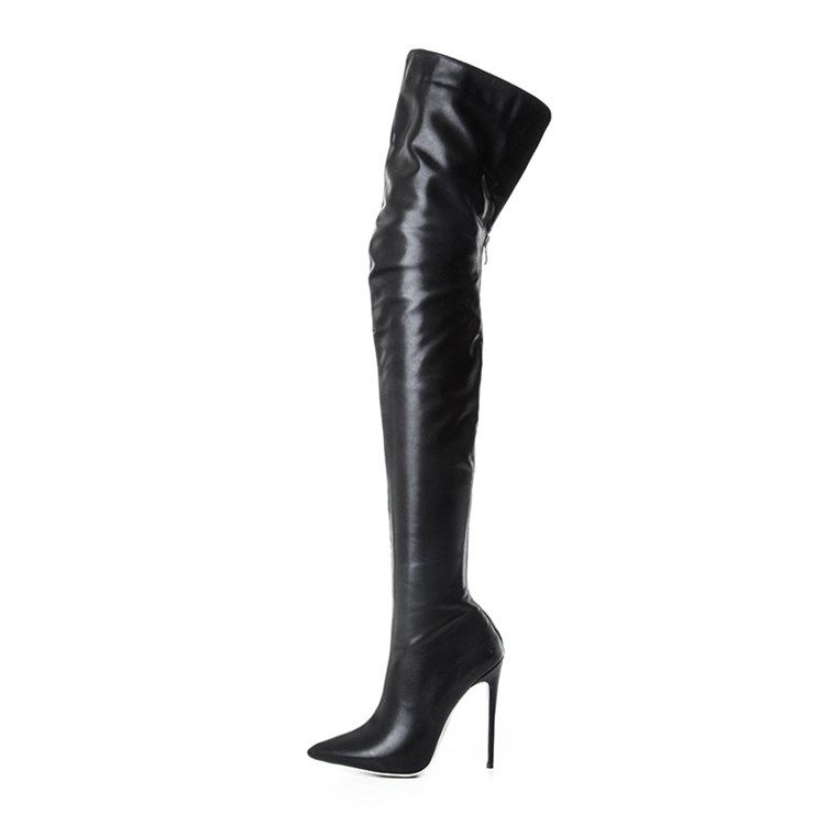 Damen-stiefel Mit Spitzer Zehenpartie Und Flachem Rücken