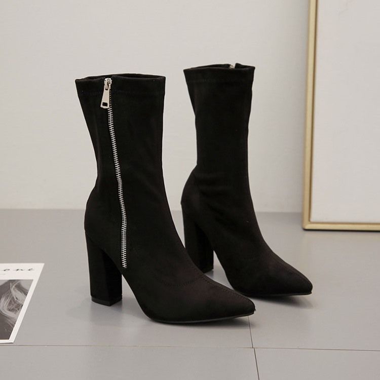 Damen-stiefeletten Mit Seitlichem Reißverschluss Und Flachem Absatz