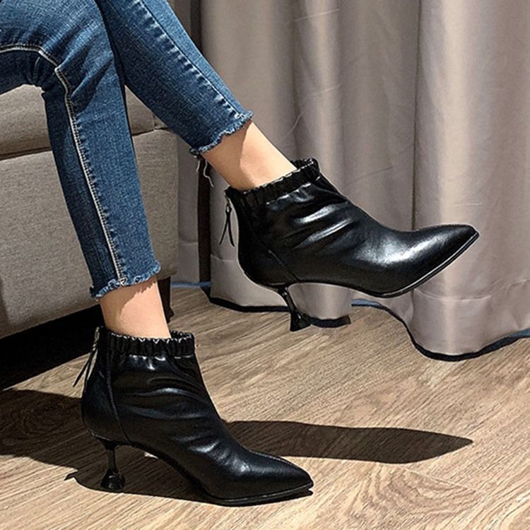 Damen Stiletto Heel Plain Spitzschuh Pu Fashion Stiefel