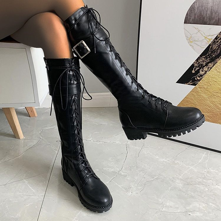 Damen-westernstiefel Mit Seitlichem Reißverschluss Und Blockabsatz Pla