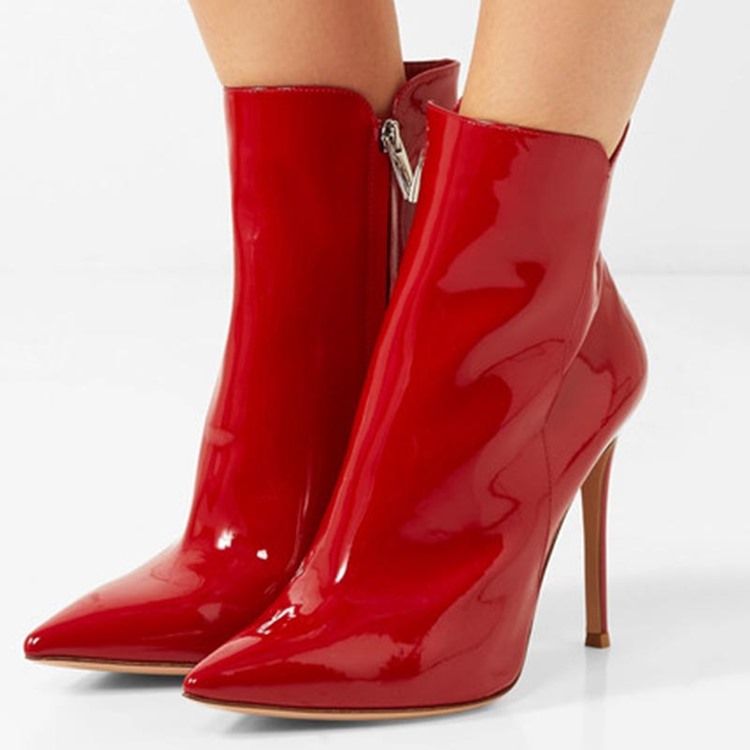 Damenmode Rote Spitze Stiefel Mit Stilettoabsatz