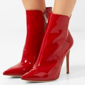 Damenmode Rote Spitze Stiefel Mit Stilettoabsatz