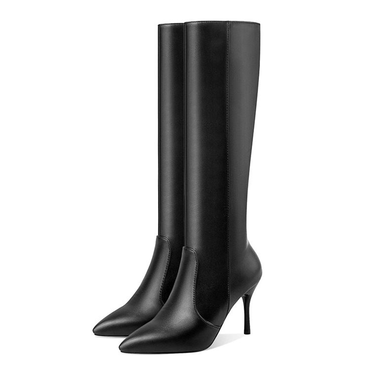 Einfache Berufsstiefel Mit Spitzer Zehenpartie Und Stilettoabsatz Für Damen