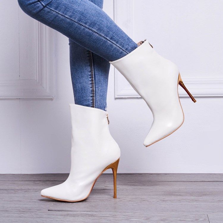 Frauen White Point Toe Ultra High Heel Stiefel