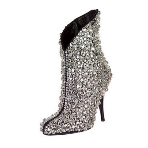 Frauenstiefel Mit Strass-spitze Und Schlichtem Stiletto-absatz