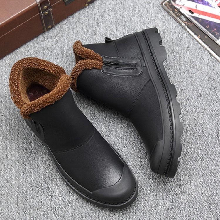 Herren Runde Zehenpartie Mit Seitlichem Reißverschluss Patchwork Pu Stiefel