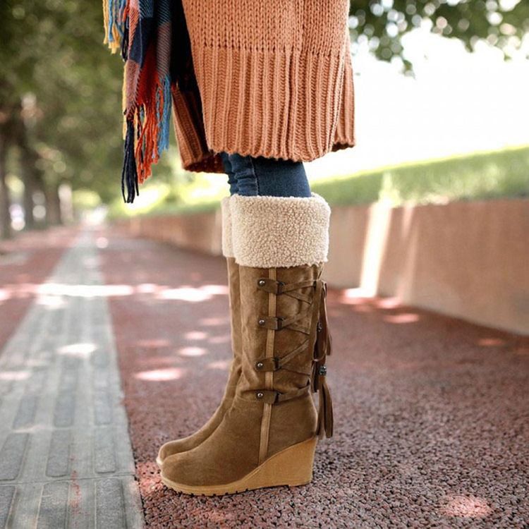 Hübsche Mädchen Kniehohe Stiefel Für Damen Mit Quasten