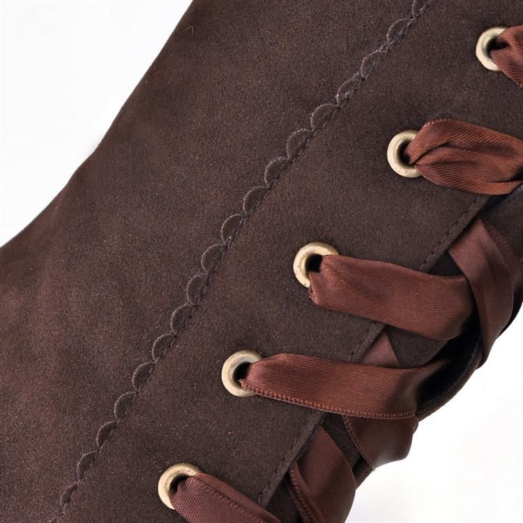 Kniehohe Stiefel Aus Wildleder Mit Schnürung Für Damen In Europa