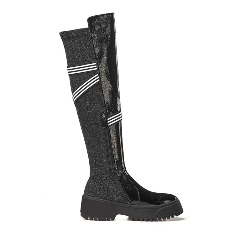 Kniehohe Stiefel Mit Abgerundeter Spitze Und Seitlichem Reißverschluss Für Damen