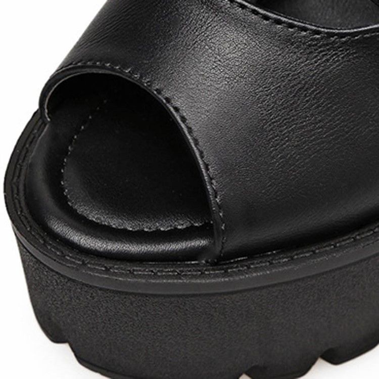 Pu Chunky Heel Peep Toe Reißverschluss Damen Stiefeletten