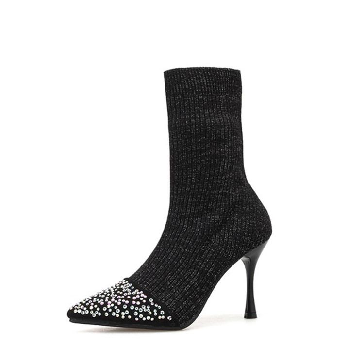 Rhinestone Slip-on Stiletto Heel Damen Stiefeletten