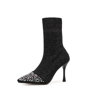 Rhinestone Slip-on Stiletto Heel Damen Stiefeletten