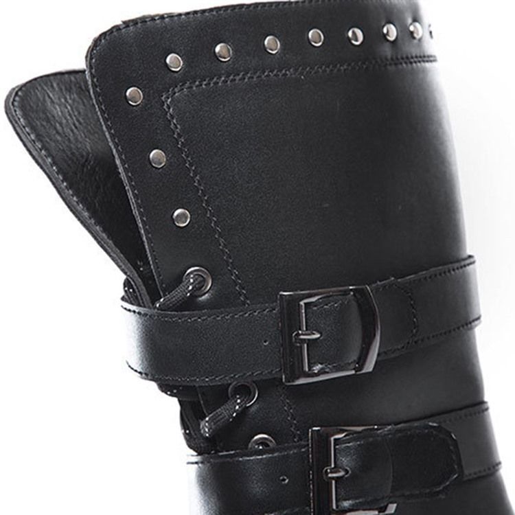 Rivet Round Toe Side Zipper Herrenstiefel