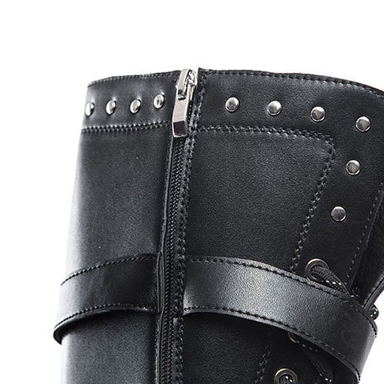 Rivet Round Toe Side Zipper Herrenstiefel