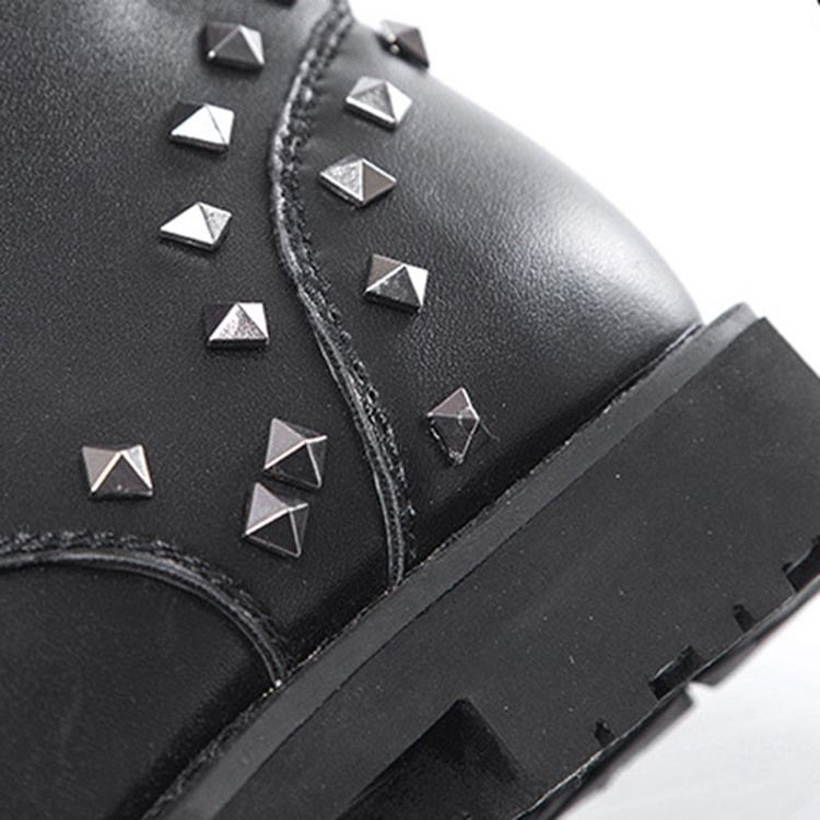 Rivets Side Zipper Round Toe Herrenstiefel