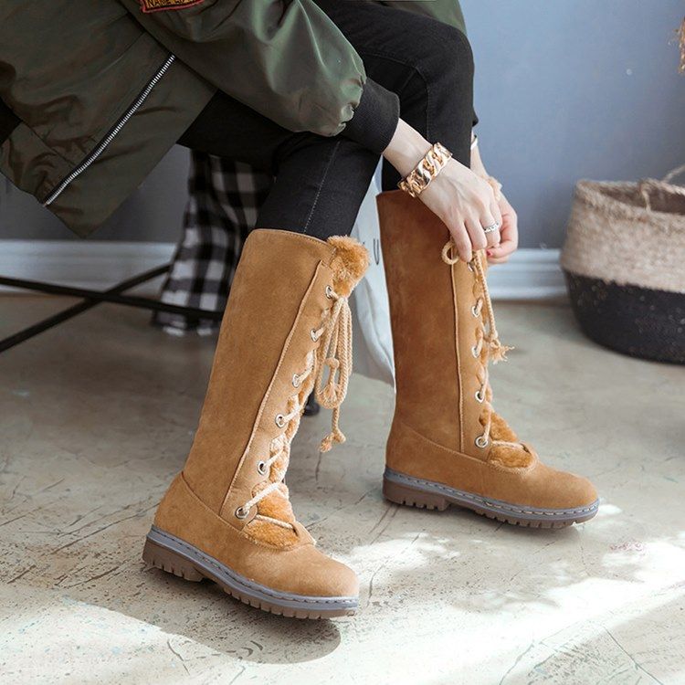 Schneestiefel Für Damen Mit Runder Zehenpartie Und Schnürung