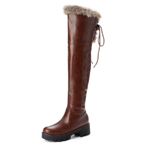 Side Zipper Plain Round Toe Kniehohe Schneestiefel Für Damen