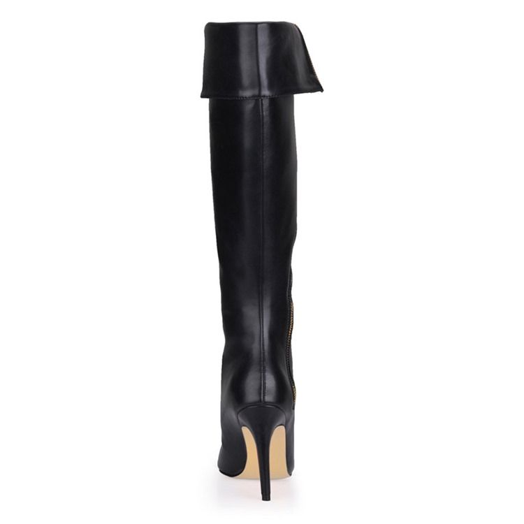 Spitze Zehen Stiletto-absatz Seitlicher Reißverschluss Damen Stiefel