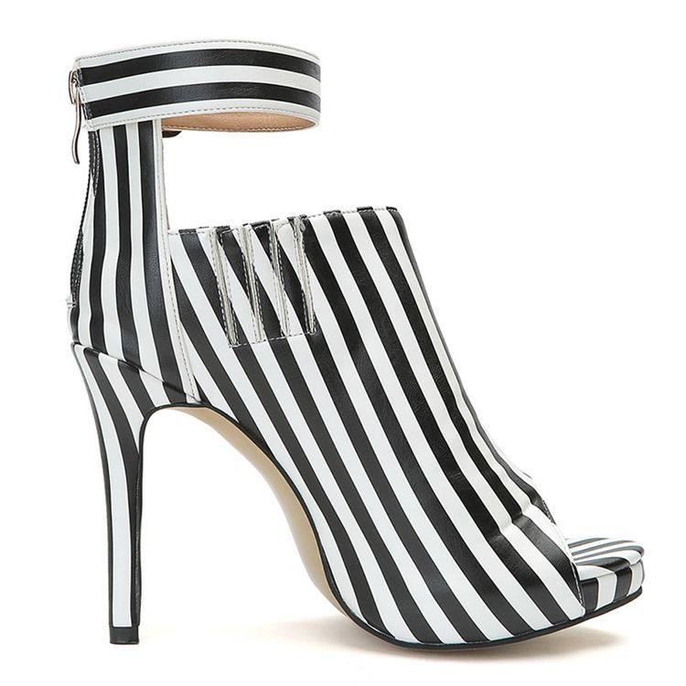 Stripe Peep Toe Stiletto Heel Damen Stiefeletten