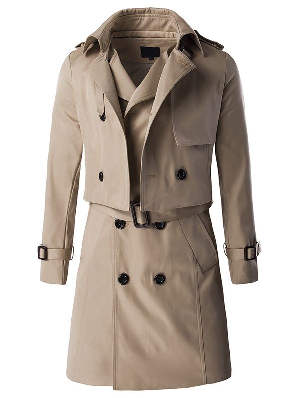 Abnehmbarer Zweireihiger Schmaler Vogue-trenchcoat Für Herren