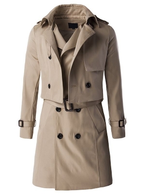 Abnehmbarer Zweireihiger Schmaler Vogue-trenchcoat Für Herren