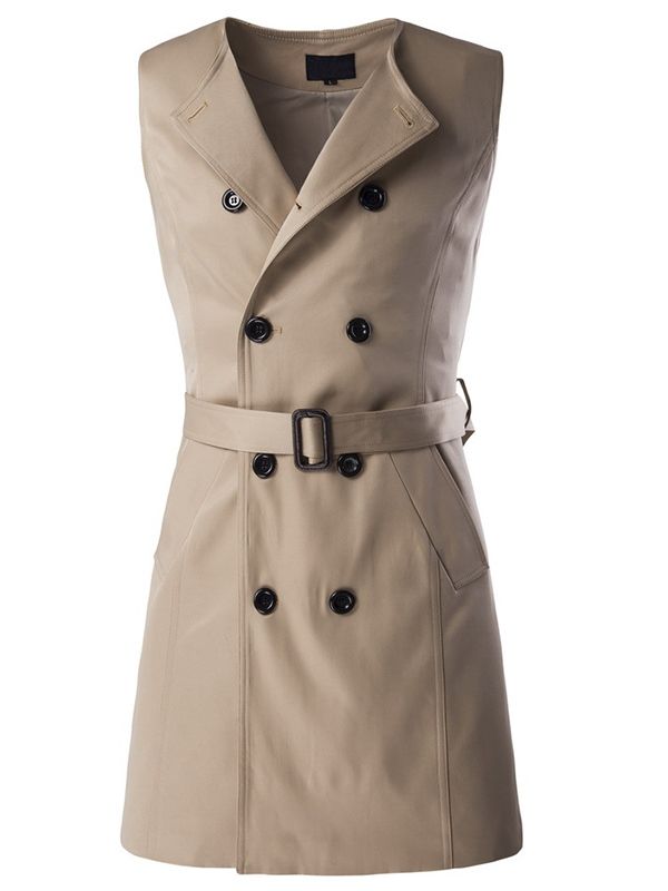 Abnehmbarer Zweireihiger Schmaler Vogue-trenchcoat Für Herren