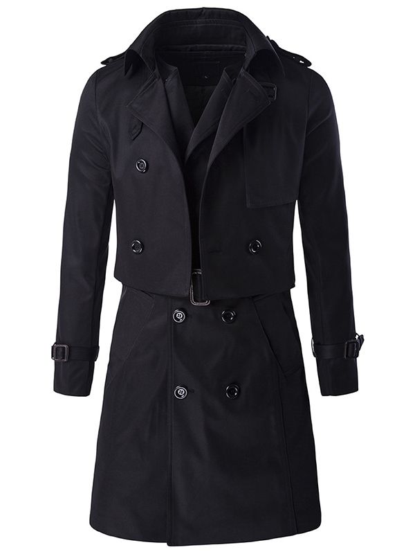 Abnehmbarer Zweireihiger Schmaler Vogue-trenchcoat Für Herren