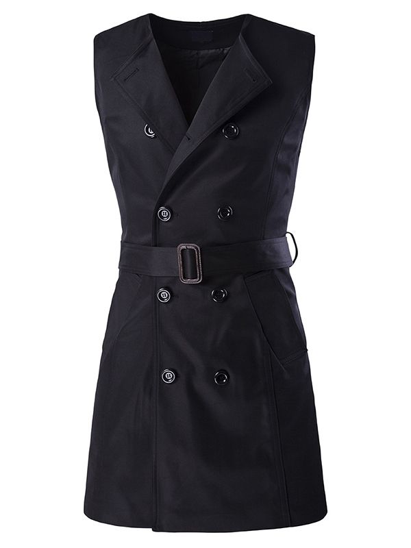 Abnehmbarer Zweireihiger Schmaler Vogue-trenchcoat Für Herren