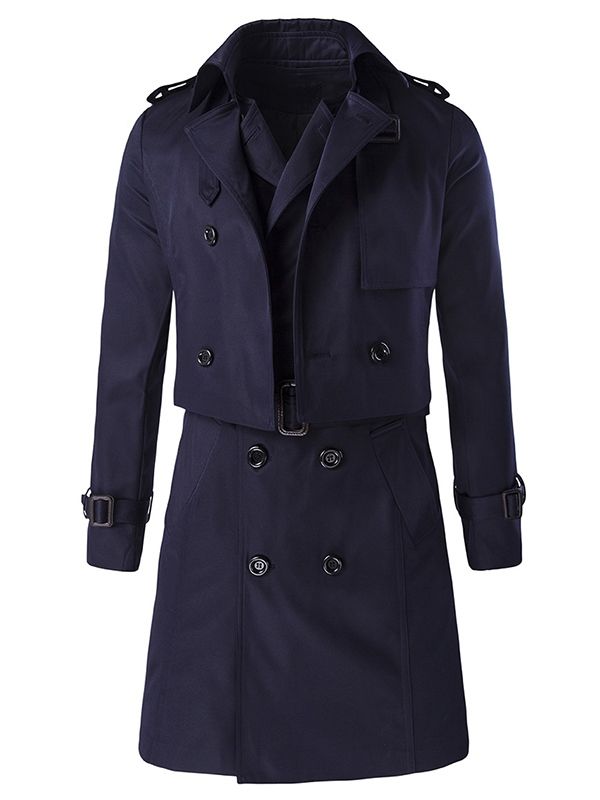 Abnehmbarer Zweireihiger Schmaler Vogue-trenchcoat Für Herren