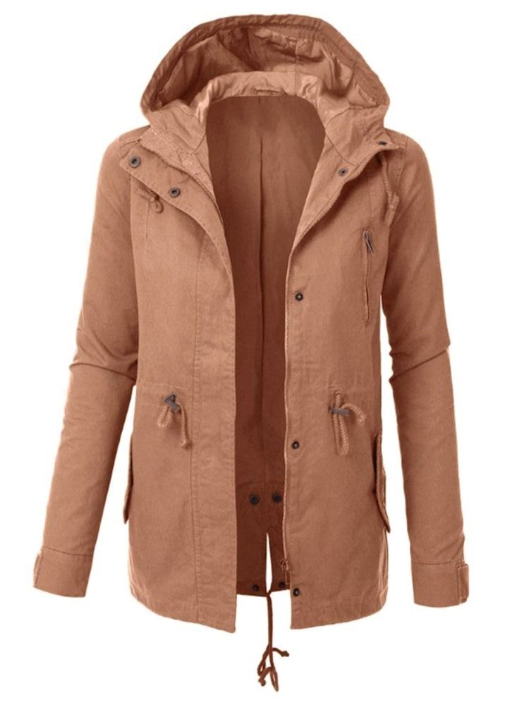 Damen Kapuzen-reißverschluss Reißverschluss Lässiger Herbst Trenchcoat