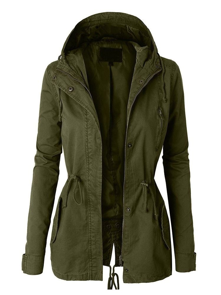 Damen Kapuzen-reißverschluss Reißverschluss Lässiger Herbst Trenchcoat