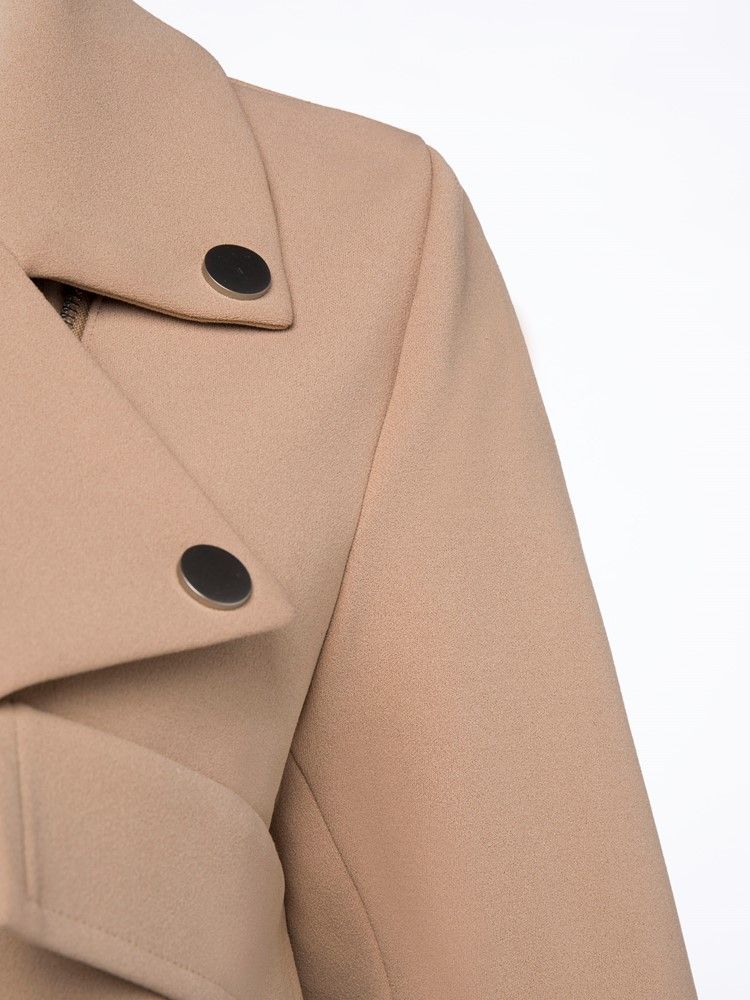 Damen Kurzer Trenchcoat Mit Reißverschlusstasche