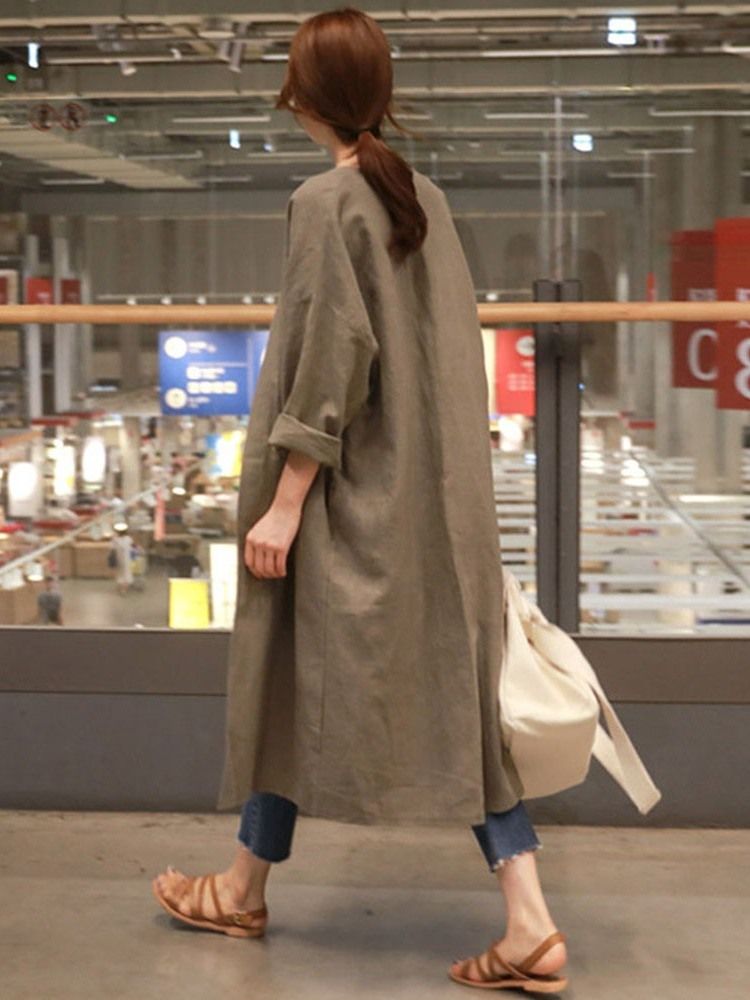 Damen Lässiger Langärmliger Schlichter Trenchcoat Im Herbst