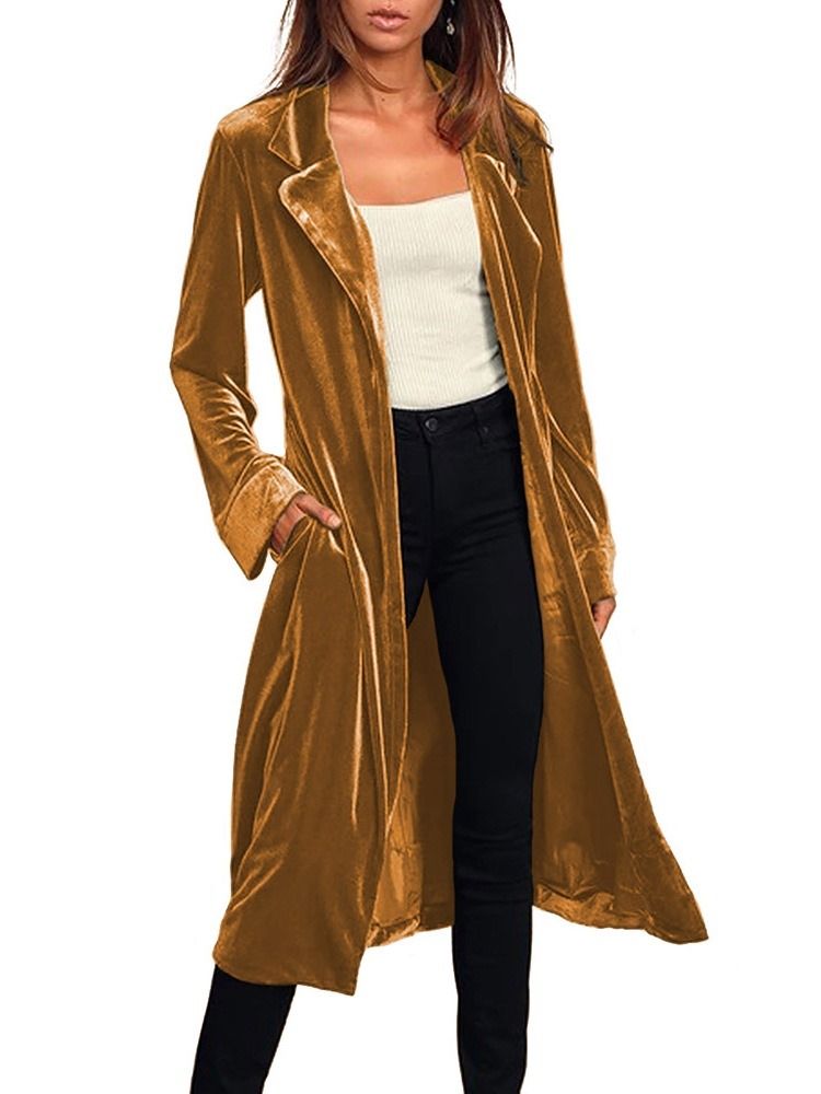 Damen Langer Reversgürtel Western Regular Trenchcoat