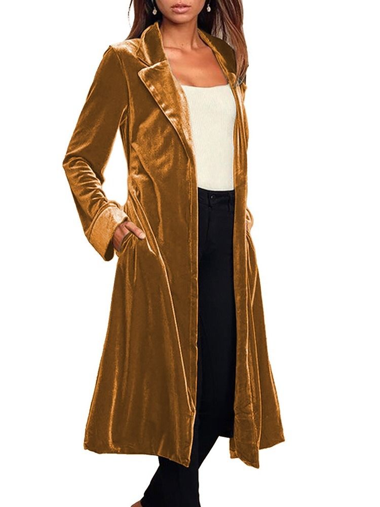 Damen Langer Reversgürtel Western Regular Trenchcoat