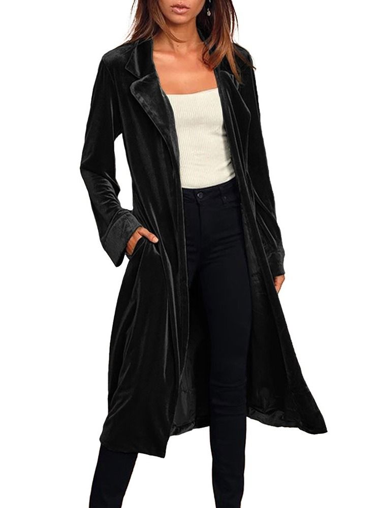 Damen Langer Reversgürtel Western Regular Trenchcoat