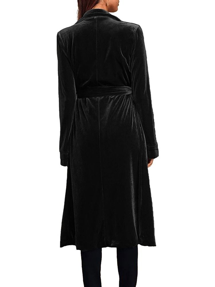 Damen Langer Reversgürtel Western Regular Trenchcoat