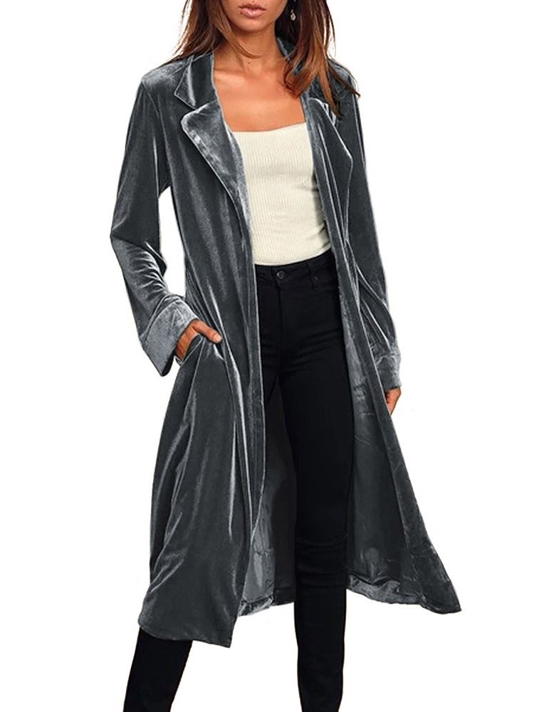 Damen Langer Reversgürtel Western Regular Trenchcoat