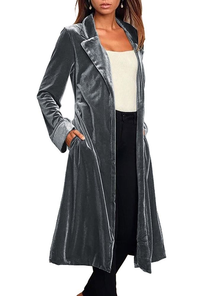 Damen Langer Reversgürtel Western Regular Trenchcoat