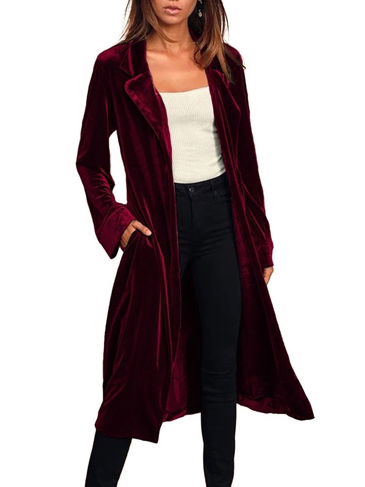 Damen Langer Reversgürtel Western Regular Trenchcoat