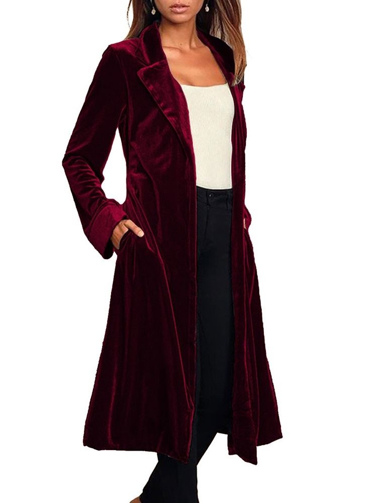 Damen Langer Reversgürtel Western Regular Trenchcoat