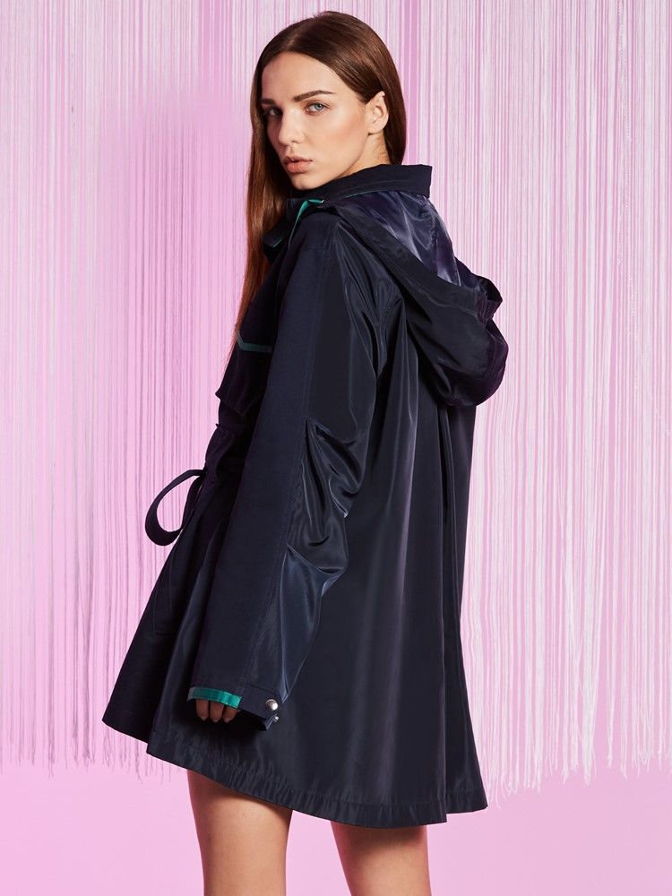 Damen-trenchcoat Mit Reißverschluss Und Kapuze