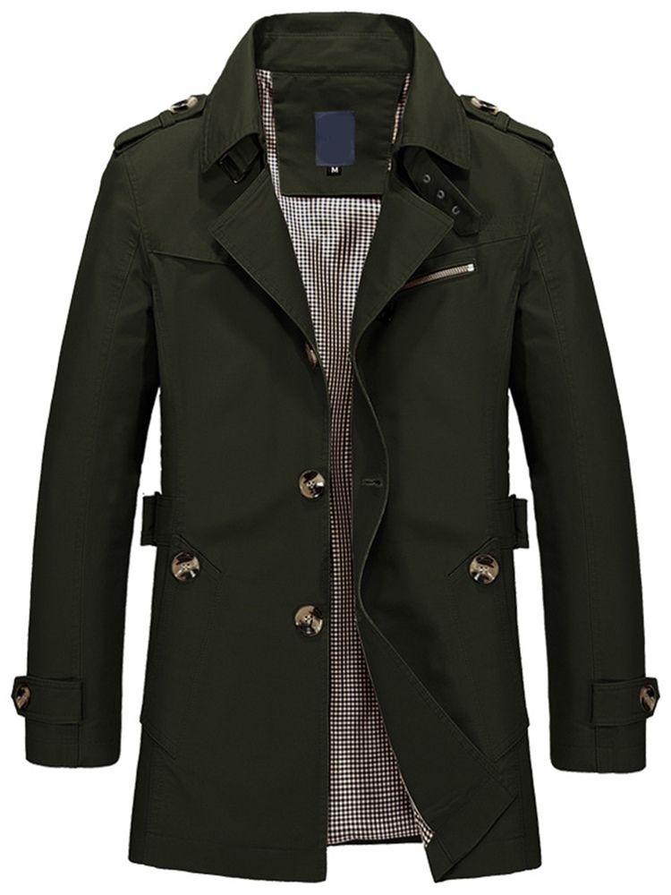 Einreihiger Einreihiger Vogue Herren Trenchcoat Mit Revers