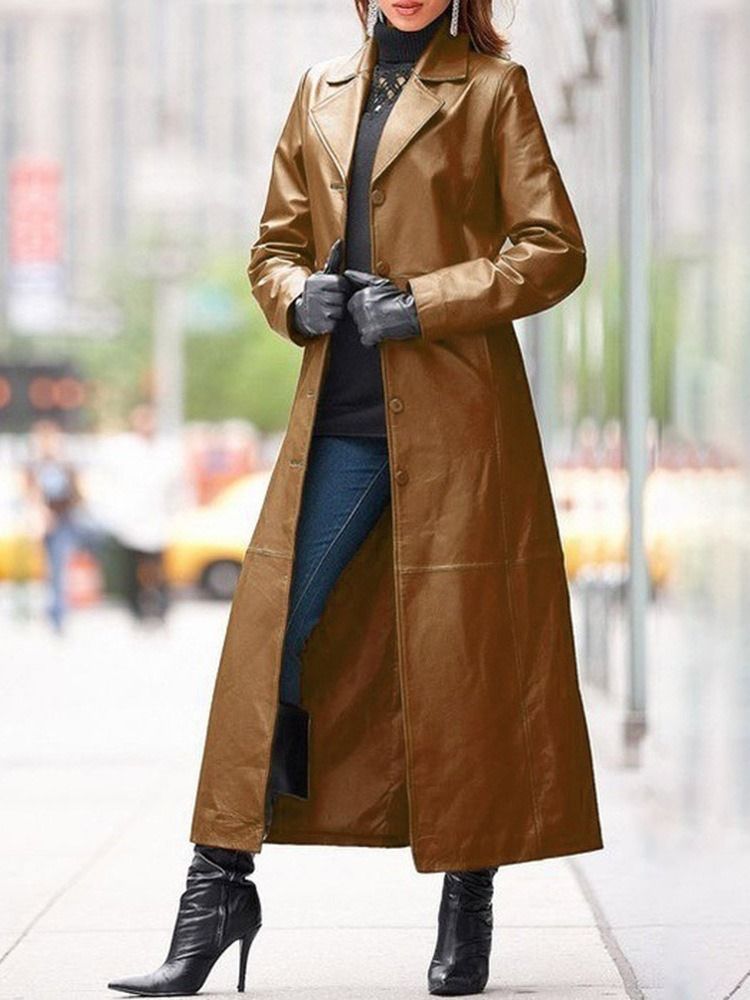 Einreihiger Western-trenchcoat Mit Reversknopf Und Langen Ärmeln Für Damen