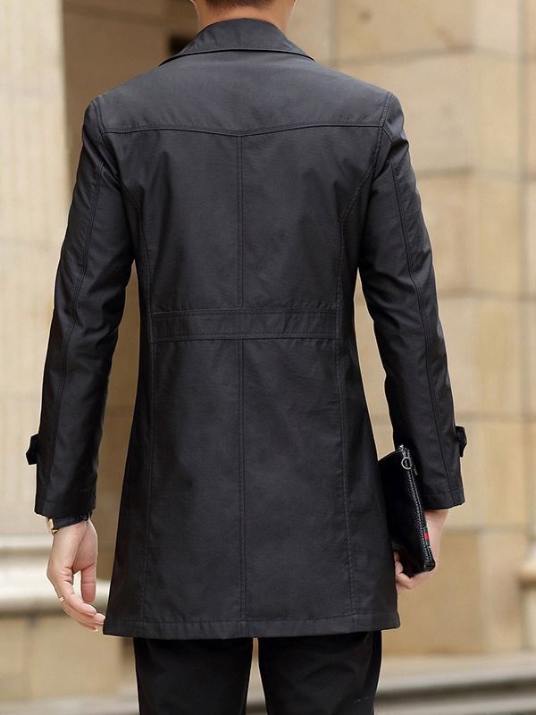 Mittellanger Lässiger Herren-trenchcoat Mit Knopfrevers